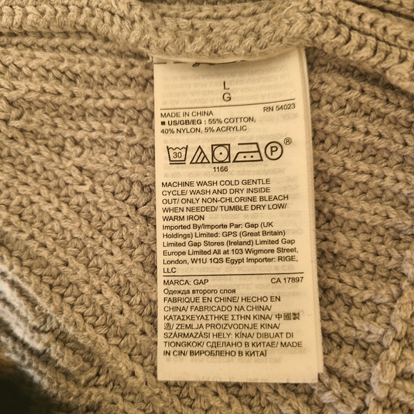 gap crewneck ribbed sweater grey size L - Picture 5 of 5